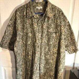 Pierre Cardin Mens Casual Short Sleeve Button Down Shirt Size 2XLT Cotton Floral